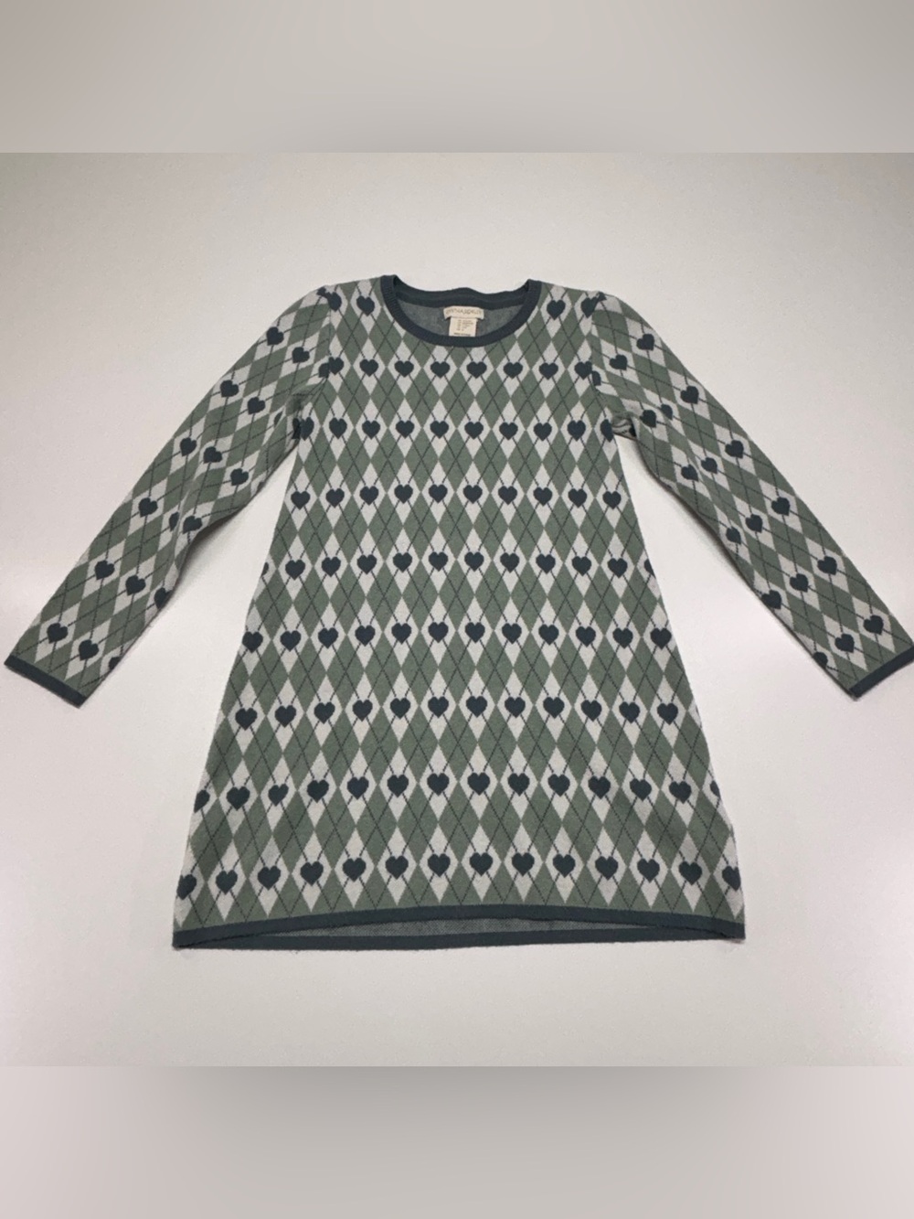 Cynthia Rowley Heart Argyle Sweater Dress Girl M 7/8 Preppy Coquette Cottagecore